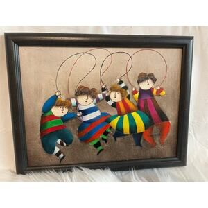 "Joyce Roybal Clowns Dancing" Vintage Signed Painting